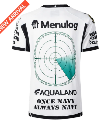 25/26 South Sydney Rabbitohs White with Green Red Stripes and Navy Mace Jersey