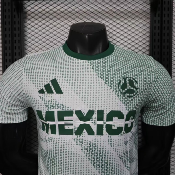 2025 Player Version  Mexico Away White with Halftone Dot Pattern World Cup Commemorative Jersey