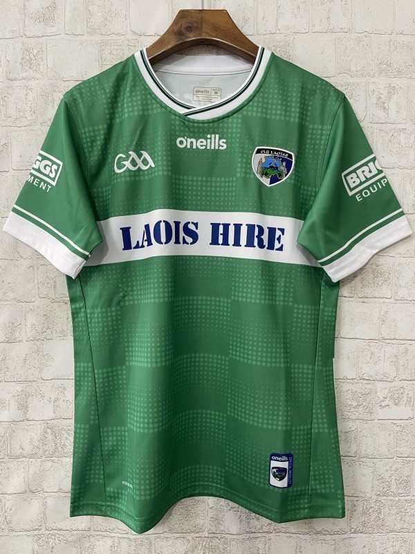 2026 Laois GAA Green with White Horizontal Stripe and Dotted Pattern Jersey