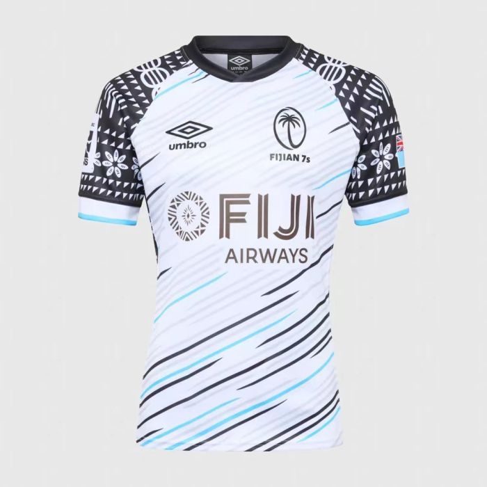 2025 Fiji 7s White with Wave Pattern and Traditional Tapa Cloth Design Jersey