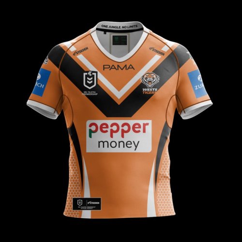 25/26 Wests Tigers Orange with Black Chevron and Honeycomb Pattern Jersey