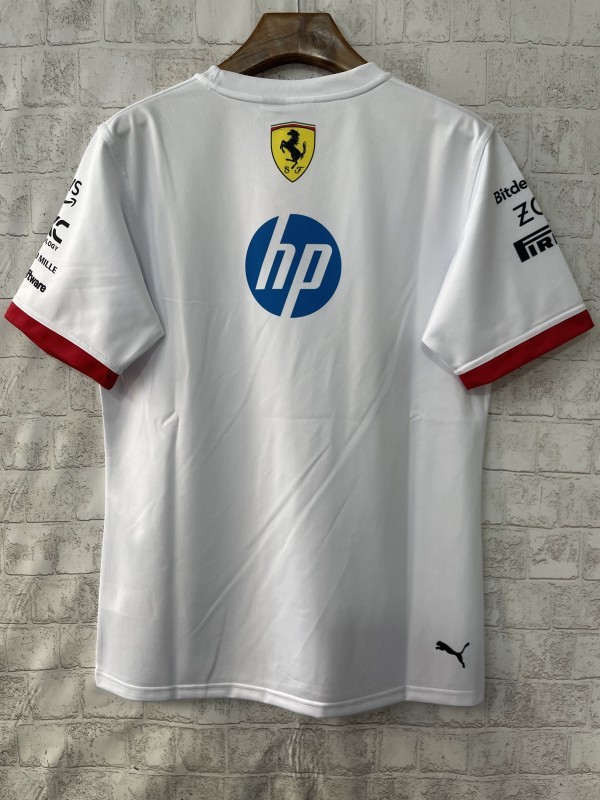 2025 F1 Scuderia Ferrari F1 Team White with Red Trim Crew T-Shirt
