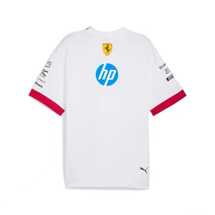 2025 F1 Scuderia Ferrari F1 Team White with Red Trim Crew T-Shirt