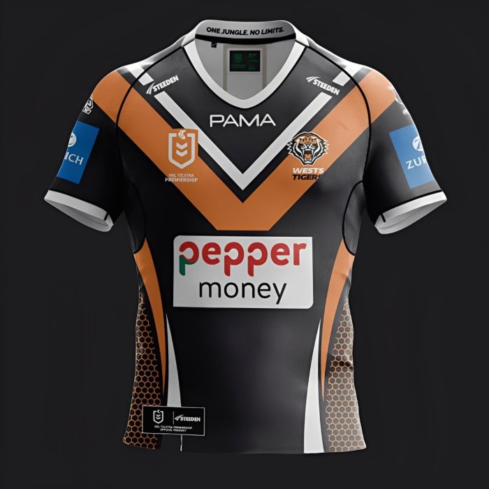 25/26 Wests Tigers Black with Orange Chevron Jersey