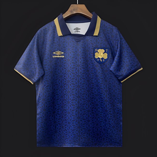 2025 Ireland Blue with Gold Trim and Geometric Pattern Jersey