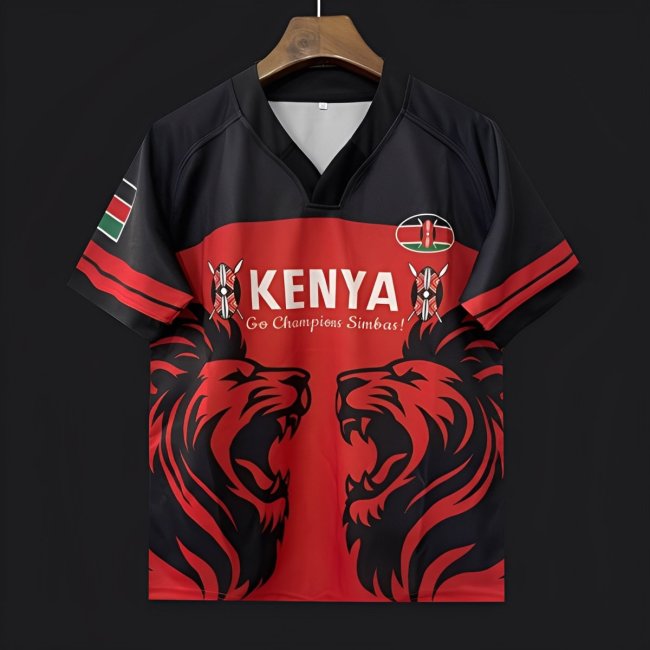 2026 Kenya Simbas Red with Double Lion Design Jersey