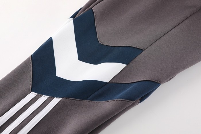 25/26 Real Madrid Light Grey Full Zipper Jacket+Long Pants