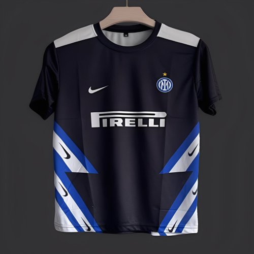 5/26 Inter Milan Black with Blue White Diagonal Stripes Jersey