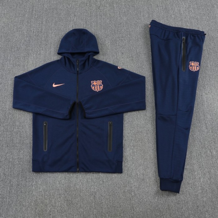 25/26 Barcelona 01 Royal Blue Hoodie Full Zipper Jacket+Long Pants