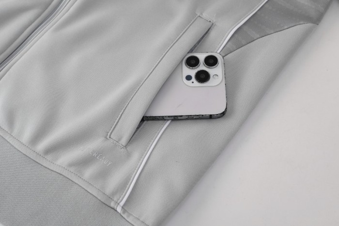 2025 Adidas Grey Full Zipper Jacket+Long Pants