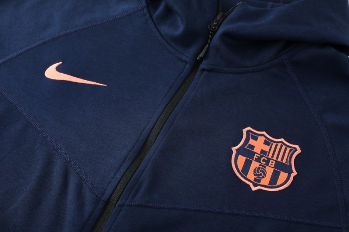 25/26 Barcelona 01 Royal Blue Hoodie Full Zipper Jacket+Long Pants