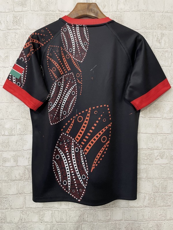 2026 Kenya Black with Red and Orange Tribal Dot Patterns Jersey