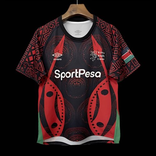 2026 Kenya Black with Red Maasai Shield and Tribal Patterns Jersey