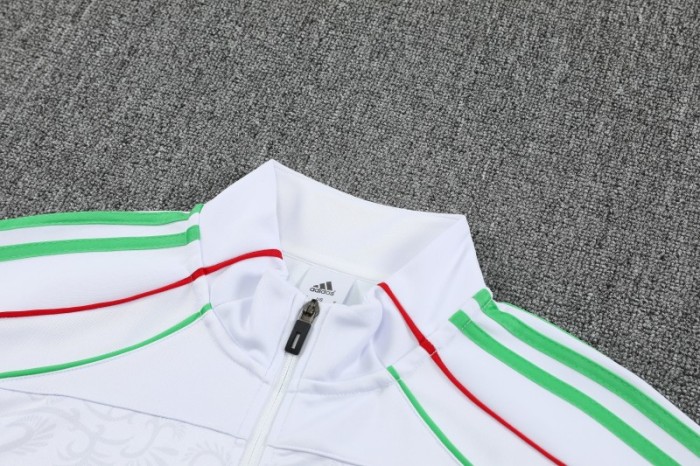 2026 Algeria White with Green and Red Stripes FULL Zipper Jacket Tracksuit +Long Pants