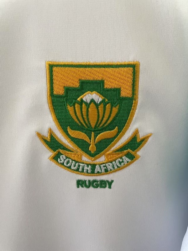 25/26 South Africa Springbok Sevens White with Teal Chevron Sleeves Jersey