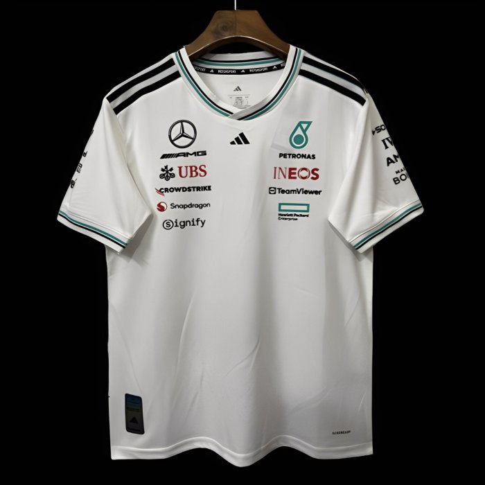 2026 F1 Mercedes-AMG Petronas F1 Team White with Teal and Black Trim Jersey