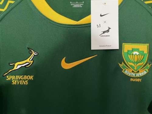 25/26 South Africa Springbok Sevens Green with Gold Chevron Sleeves Jersey