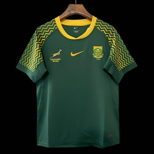 25/26 South Africa Springbok Sevens Green with Gold Chevron Sleeves Jersey