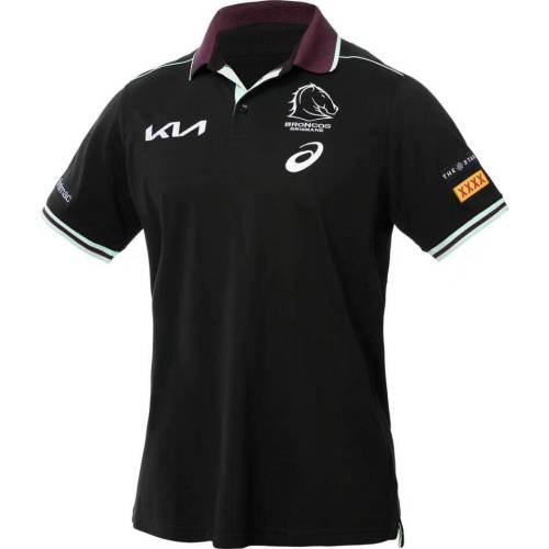 25/26 Brisbane Broncos Black with Maroon Collar Polo Shirt