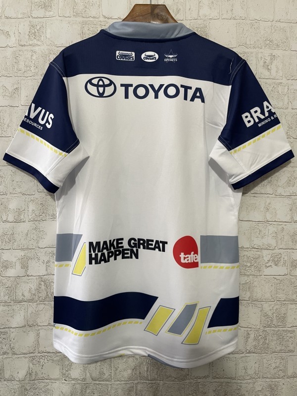 2025 North Queensland Cowboys White Navy Grey 30 Years Anniversary Away Jersey