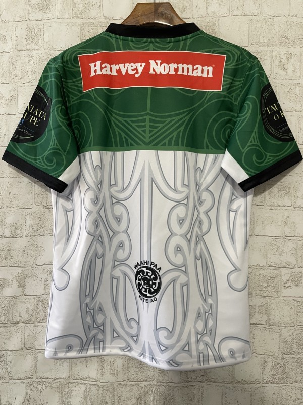 2026 NRL Maori All Stars White with Green Maori Art Pattern Jersey