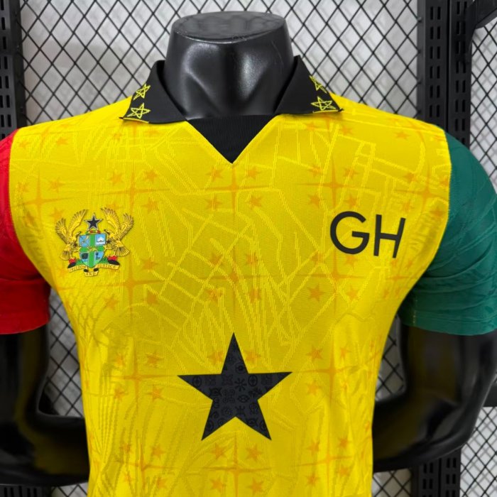 Player Version 2026 Ghana White with Black Star and Yellow Sleeves Jersey