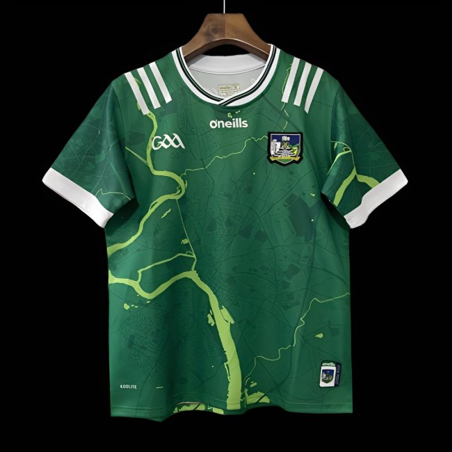 25/26 Limerick GAA Green with River Shannon Map Pattern Home Jersey