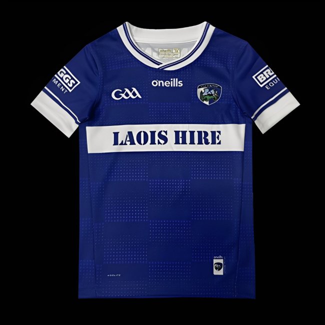 25/26 Kids Laois GAA Blue with White Hoop and Dot Pattern Home Jersey