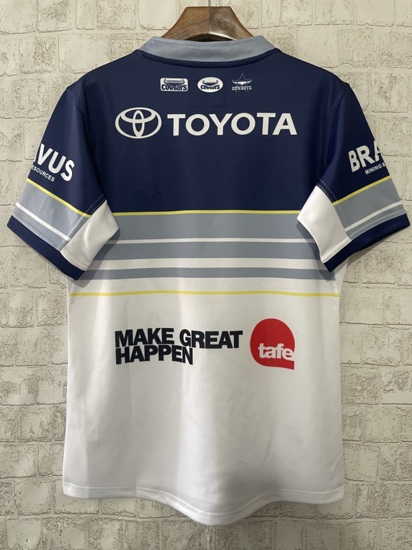 25/26 North Queensland Cowboys White and Navy with Grey Stripes Jersey
