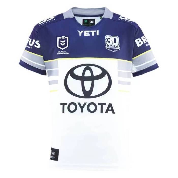 25/26 North Queensland Cowboys White and Navy with Grey Stripes Jersey