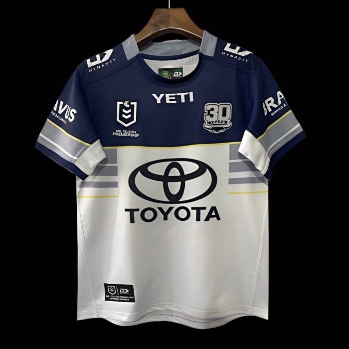 25/26 North Queensland Cowboys White and Navy with Grey Stripes Jersey
