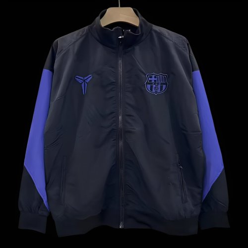 25/26 Barcelona Black with Purple Stripe Windbreaker