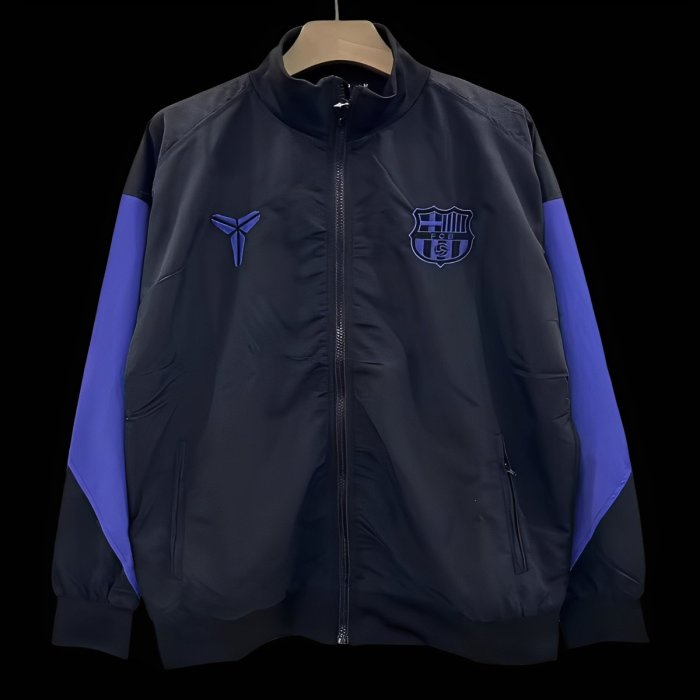 25/26 Barcelona Black with Purple Stripe Windbreaker
