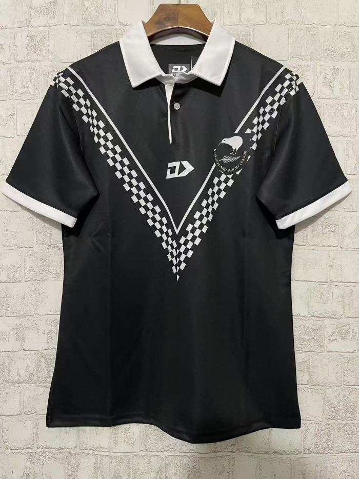 2024 New Zealand Kiwis Black with Checkerboard V Pattern Jersey