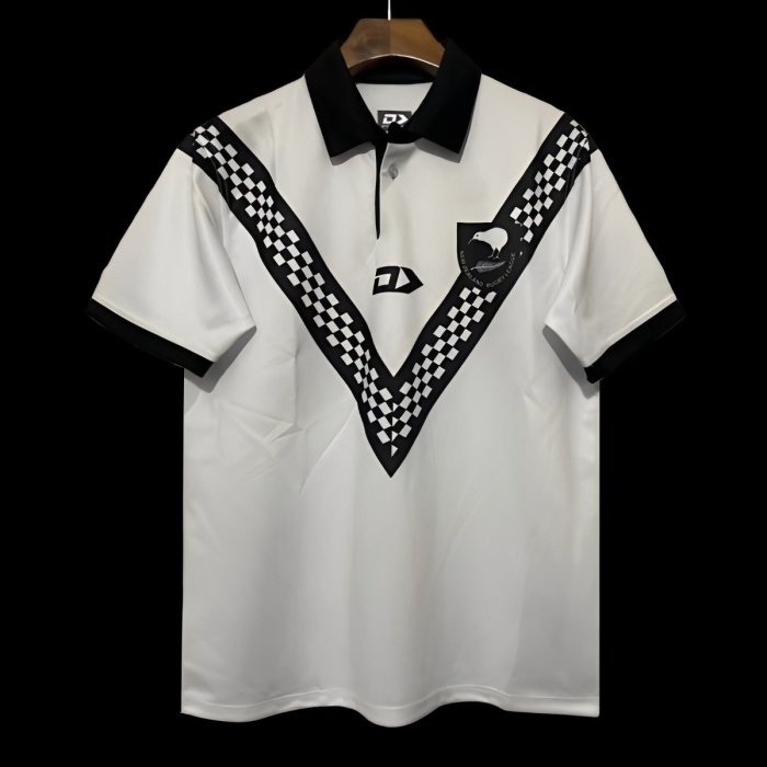 2024 New Zealand Kiwis White with Black Checkerboard V Pattern Jersey