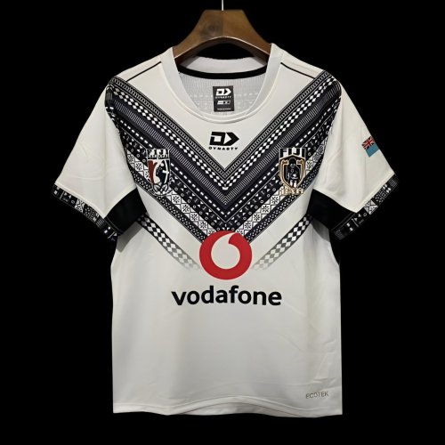 2026 Fiji Warriors White with Black Tribal Pattern Jersey