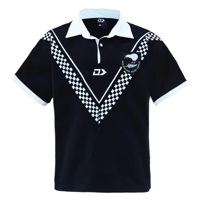 2024 New Zealand Kiwis Black with Checkerboard V Pattern Jersey