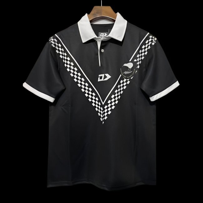 2024 New Zealand Kiwis Black with Checkerboard V Pattern Jersey