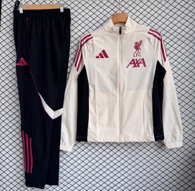 25/26 Liverpool Cream/Red Full Zipper Windbreaker + Long Pants