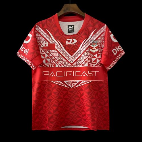 2026 Tonga Rugby League Red with Traditional Polynesian Geometric Pattern Jersey