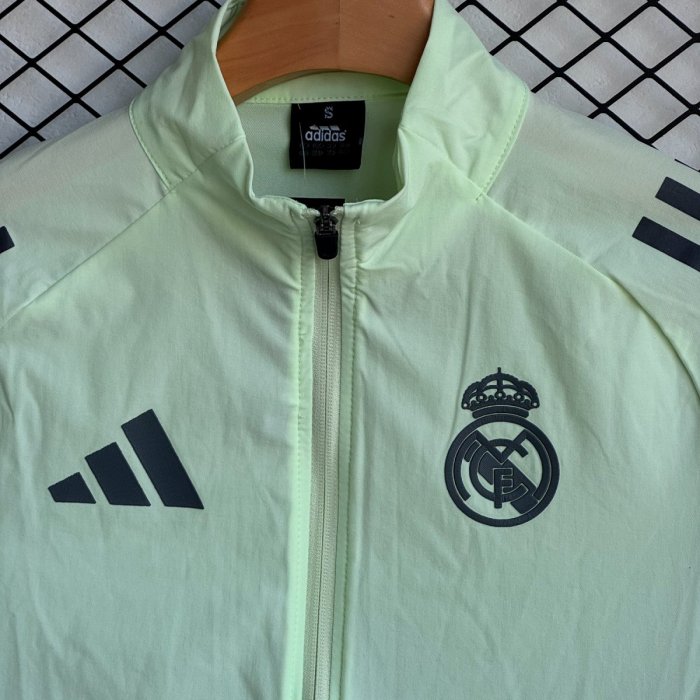 25/26 Real Madrid Green Full Zipper Windbreaker + Long Pants