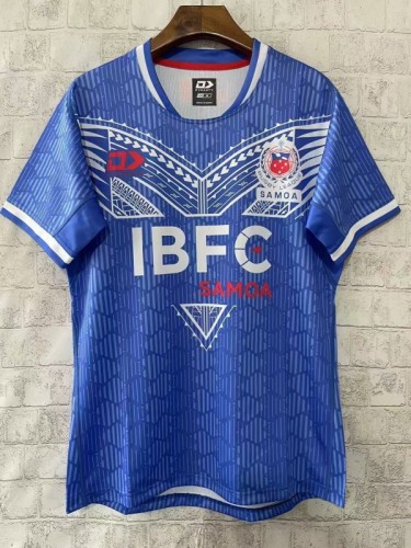 2026 Samoa Rugby League Blue with Traditional Polynesian Pattern Jersey