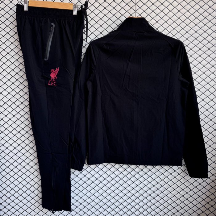 25/26 Liverpool Black/Red Full Zipper Windbreaker + Long Pants