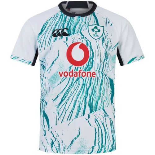 2025 Ireland White with Teal Water Pattern Third Jersey