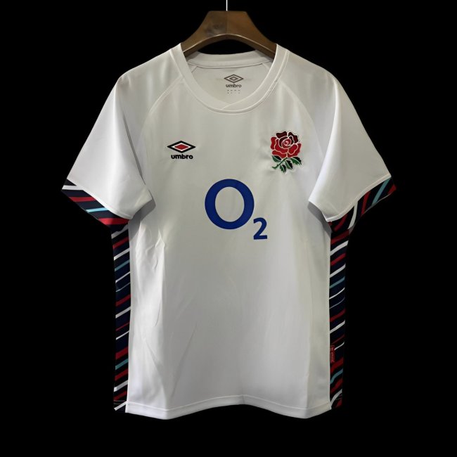 2025 England White with Diagonal Stripe Pattern Home Jersey