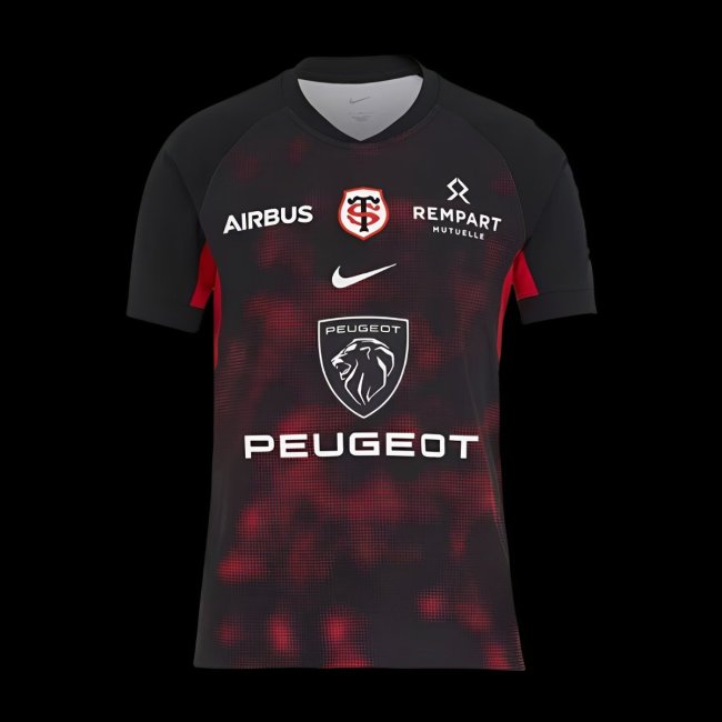 24/25 Stade Toulousain Black with Red Digital Camo Pattern Home Jersey