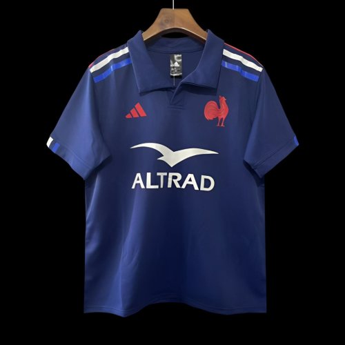 2025 France Navy Blue with Tricolor Stripes Home Jersey