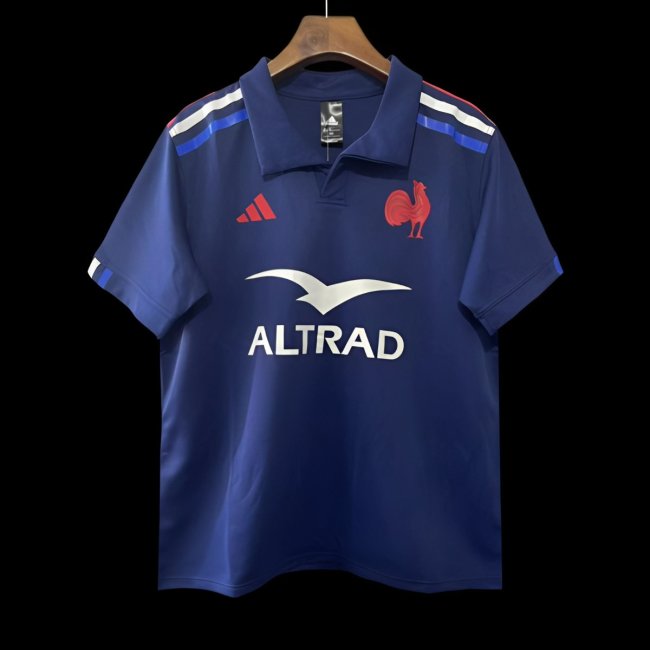 2025 France Navy Blue with Tricolor Stripes Home Jersey