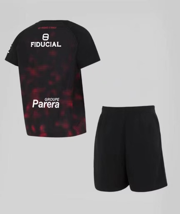 24/25 Kids Stade Toulousain Black with Red Pixel Pattern Home Jersey Kit