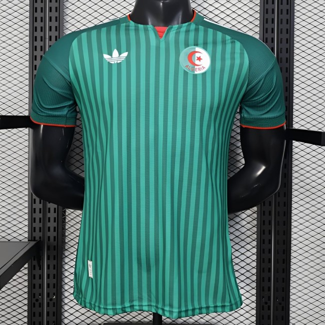 Player Version 2026 Algeria Home Green with Vertical Stripe Pattern Jersey